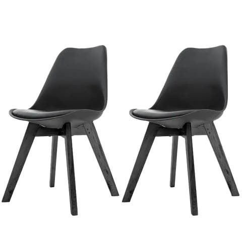 Madera eetkamerstoel zwart - Zwart onderstel - Set van 2