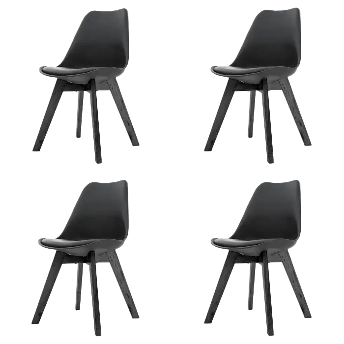 Madera eetkamerstoel zwart - Zwart onderstel - Set van 4