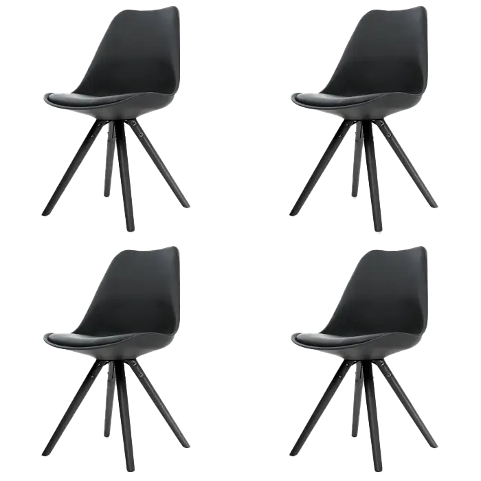 Legno stoel zwart - Zwart onderstel - Set van 4