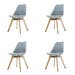 Madera eetkamerstoel lichtgrijs - Houten onderstel - Set van 4