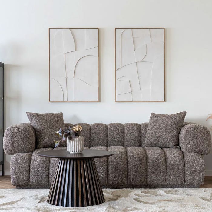 Eefke reliëf wanddecoratie wit - versie 2- 90 x 60 cm - 3d schilderij - japandi - art