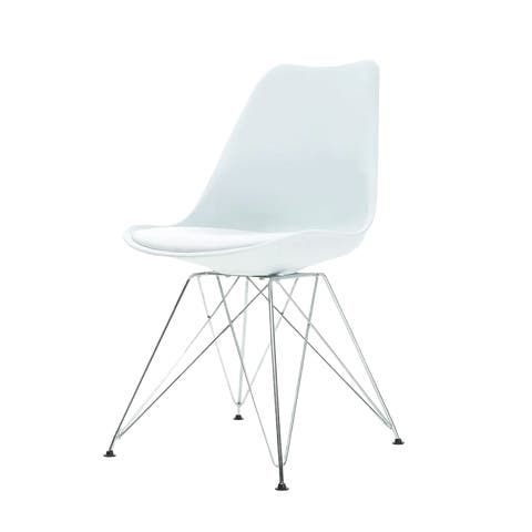 Metal eetkamerstoel wit - chroom onderstel