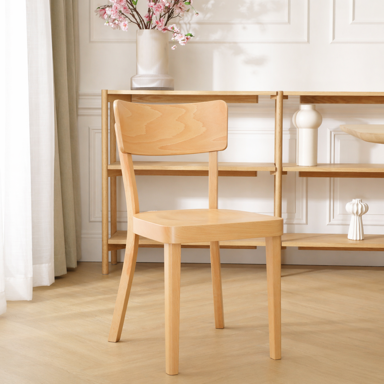 Fergus houten eetkamerstoel naturel honey eettafelstoel - bruin - retro