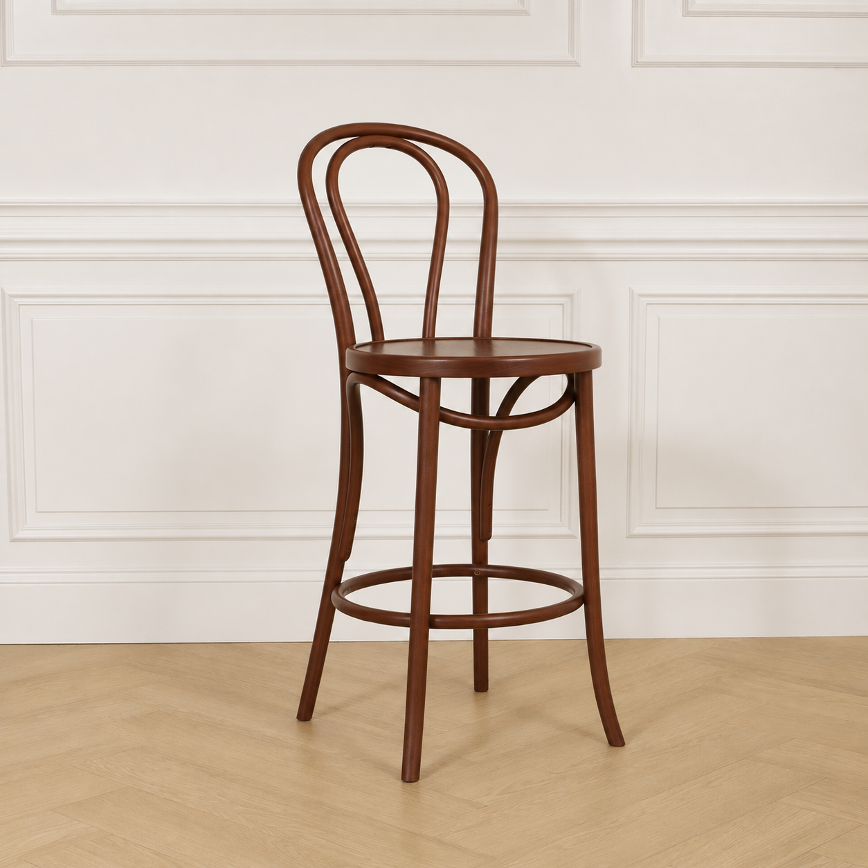Vienna Thonet No. 18 houten barkruk walnoot - 65 cm - klassieke - horeca - retro - buighout