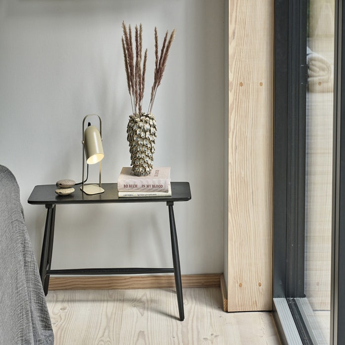 Bast houten bankje zwart - 90 x 45 cm  - eetbankje - eikenhout - halbankje