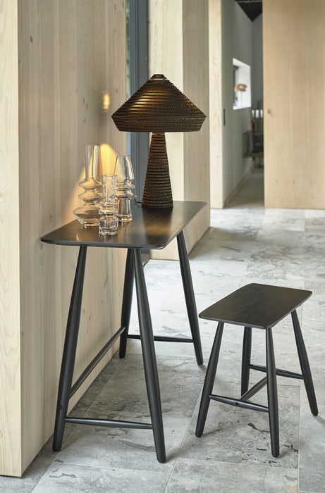Bast houten bureau zwart - 100 x 44,5 cm - buro - eikenhout - gelakt