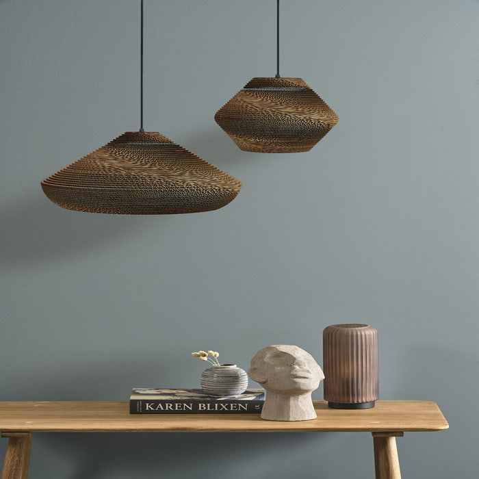 Alk hanglamp bruin - met zwart koord - cardboard