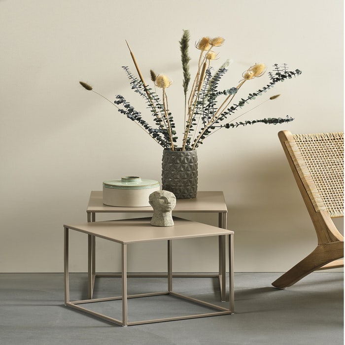 Ank bijzettafels beige - set van 2 - tafeltje - industrieel - bij bank - 2 bijzettafeltjes - scandinavische