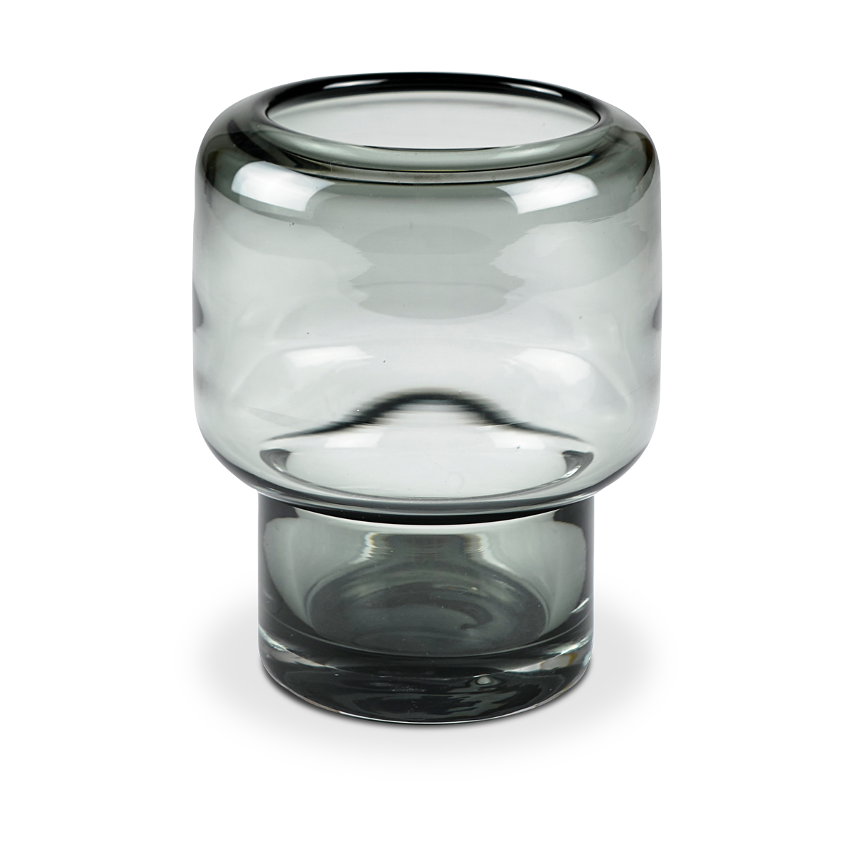 Hoej glazen vaas grijs - 13,5 x 17 cm