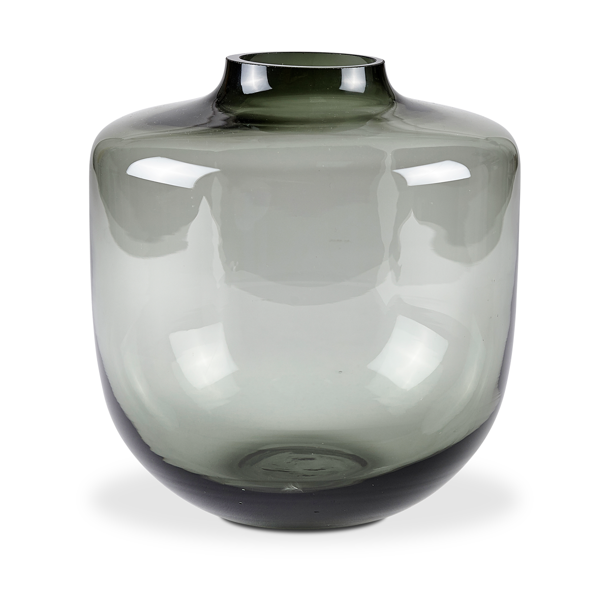 Daun glazen vaas grijs - 20 x 21 cm