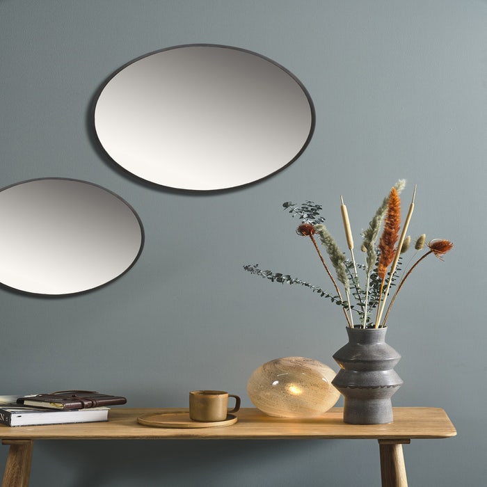 Vardo ronde wandspiegel zwart - Ø 50 cm - spiegel - industrieel - hal - in woonkamer - kleine - decoratie - rond zwart - aan de muur