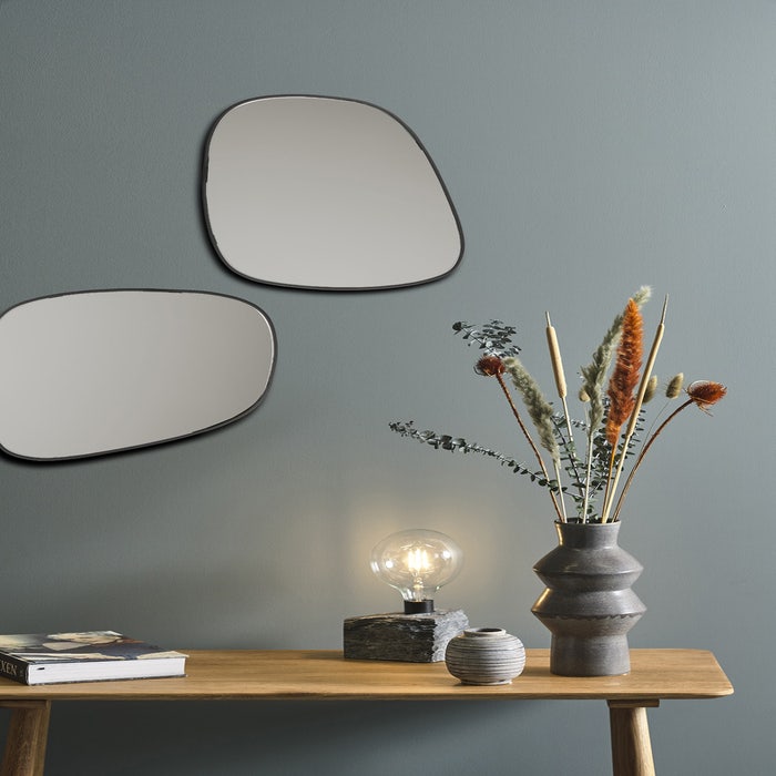 Venja asymmetrische spiegel zwart - 34 x 40 cm - wandspiegel - organische - hal - in woonkamer - kleine - decoratie - wand - aan de muur