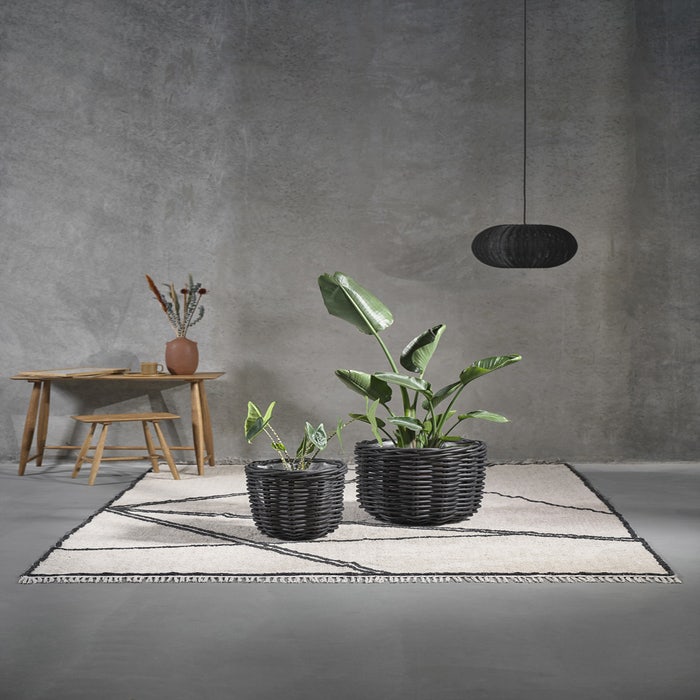 Werna rattan hanglamp zwart - 30 x 20 cm - rotan - ovale - mooi - modern - boven eettafel - hal