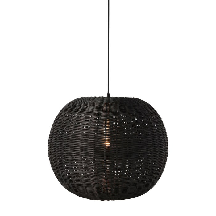 Werna rattan hanglamp zwart - 50 x 30 cm - rotan - ovale - mooi - modern - boven eettafel - hal