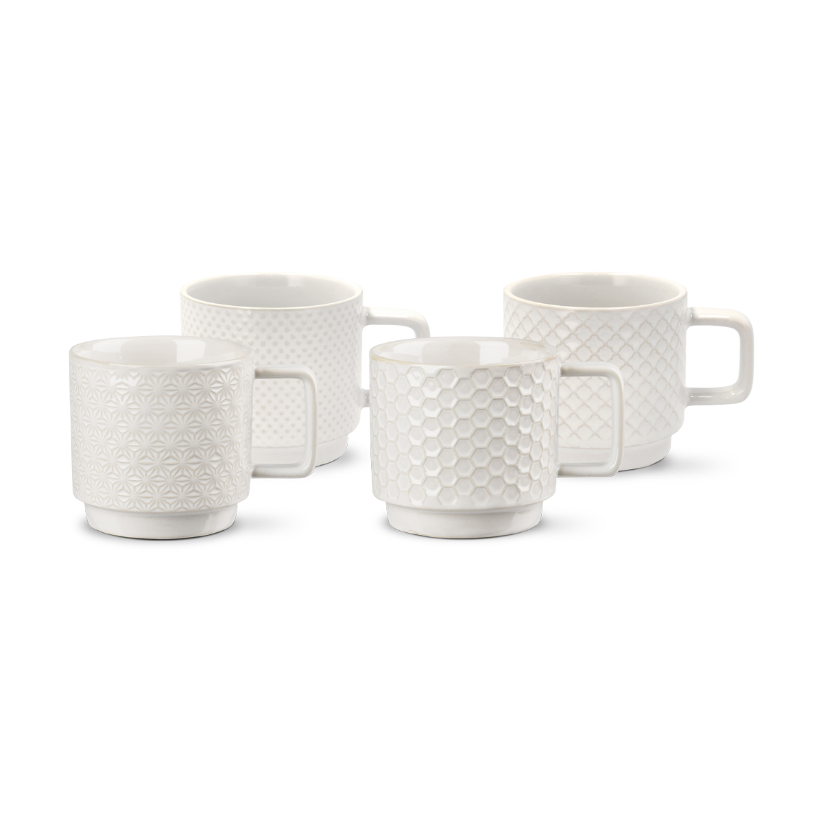 Elstra koffiekopjes met patroon gebroken wit - set van 4