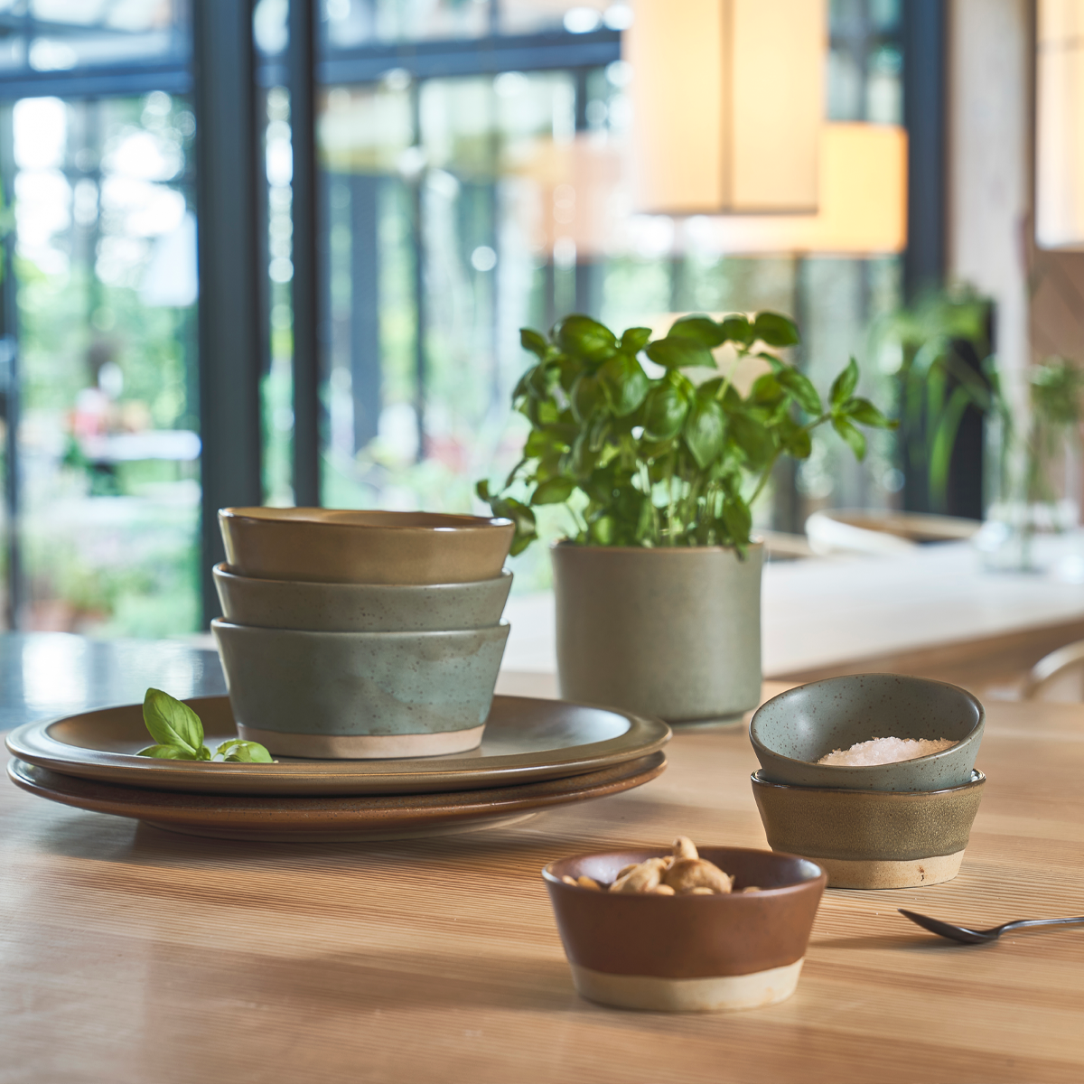 Evig porseleinen serveerschaaltjes groen - set van 2 - 10 x 4.5 cm - schaaltjes - bakjes - keramiek - kom