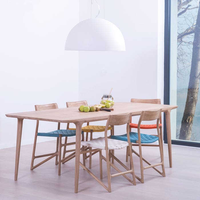 Fawn table houten eettafel whitewash - 180 x 90 cm - tafel - eetkamertafel - massief eiken - rechthoekig - scandinavisch - licht eiken