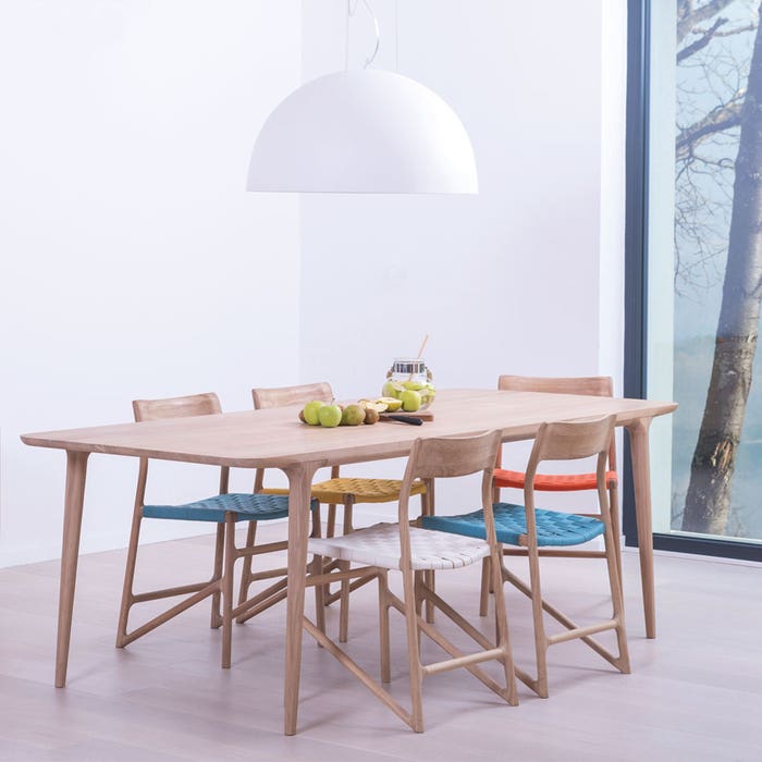 Fawn table houten eettafel whitewash - 180 x 90 cm - scandinavisch - zespersoonstafel - hardwax oil white