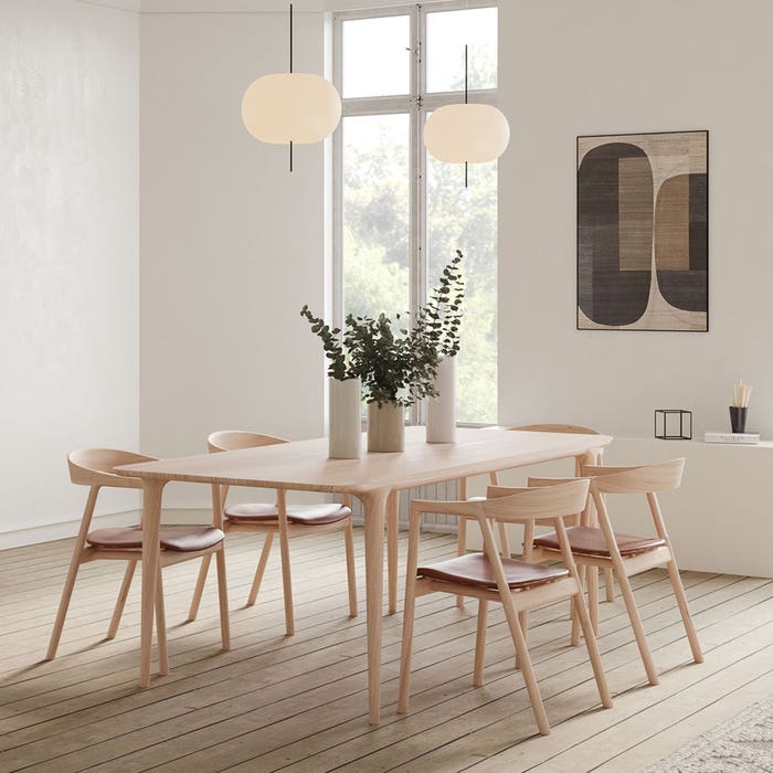 Fawn table houten eettafel whitewash - 200 x 90 cm - zespersoontafel - hardwax oil white - eiken