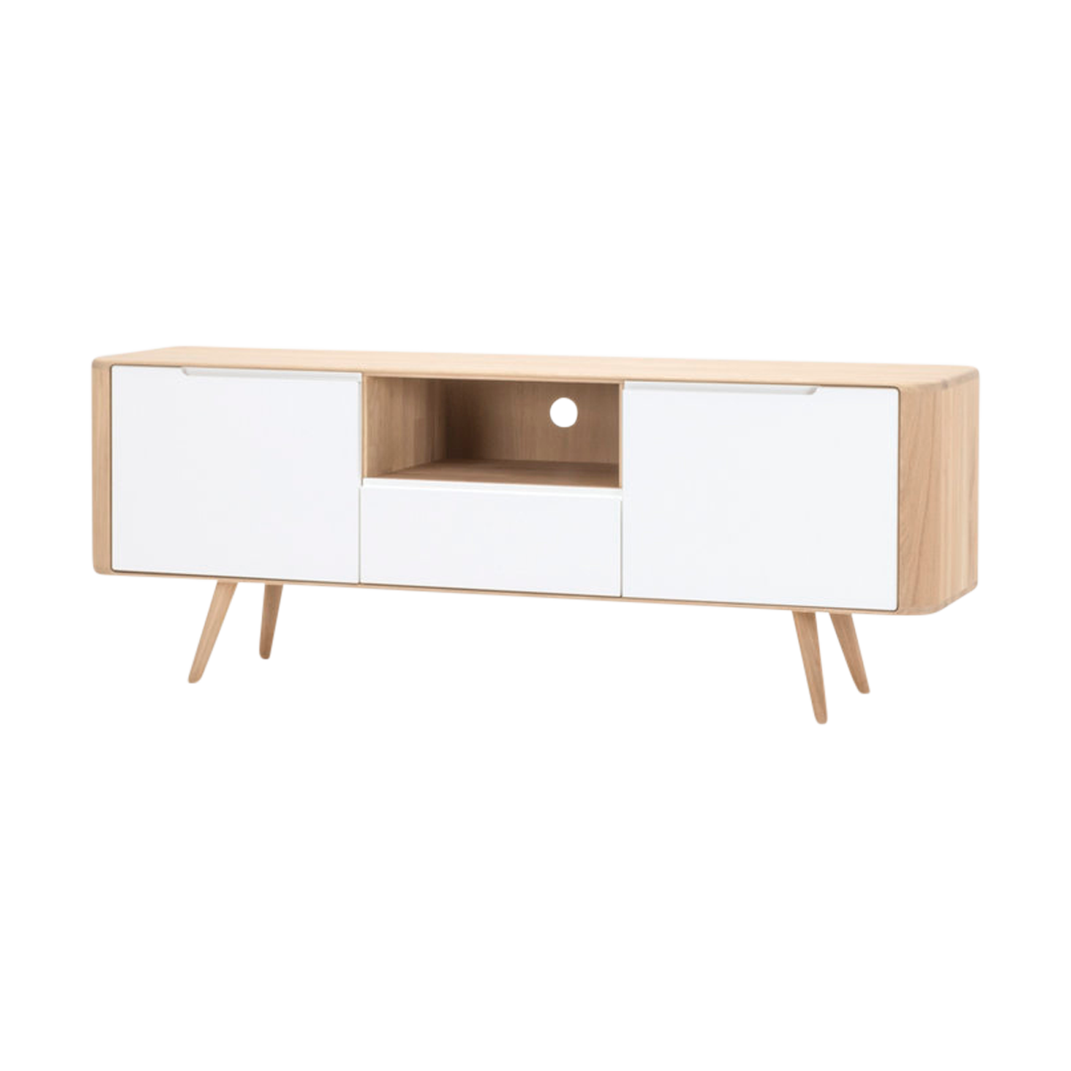 Ena tv sideboard 160 houten tv meubel whitewash - 160 x 42 cm