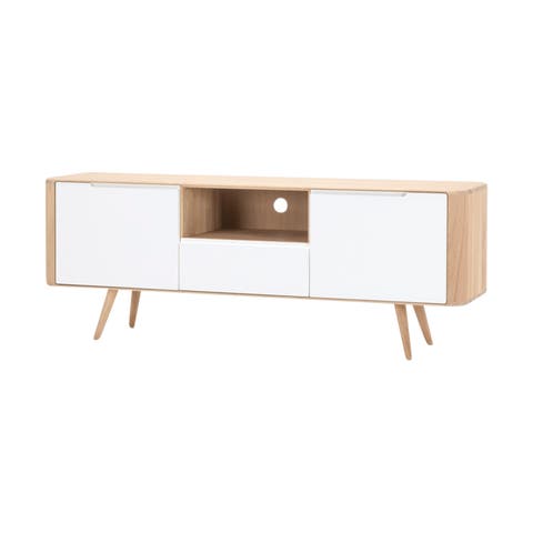Ena tv sideboard 160 houten tv meubel whitewash - 160 x 42 cm