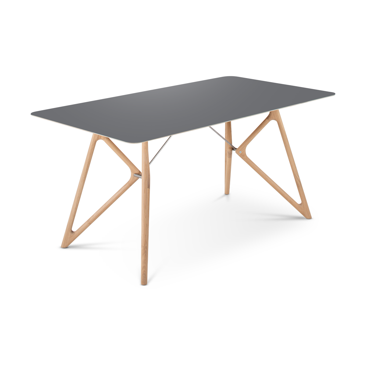 Tink table houten eettafel whitewash - met linoleum tafelblad nero - 160 x 90 cm