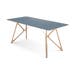 Tink table houten eettafel whitewash - met linoleum tafelblad smokey blue - 160 x 90 cm