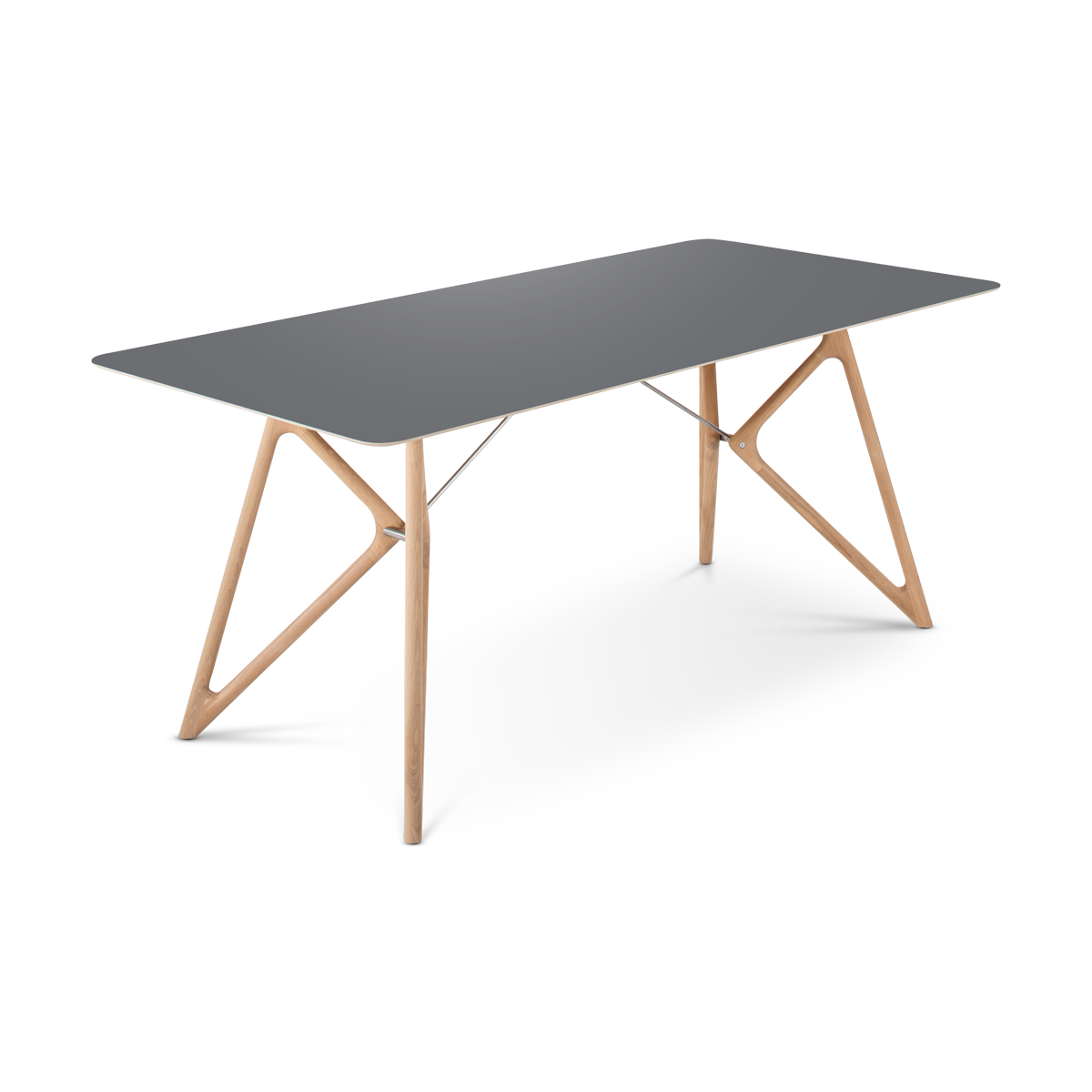 Tink table houten eettafel whitewash - met linoleum tafelblad nero - 180 x 90 cm