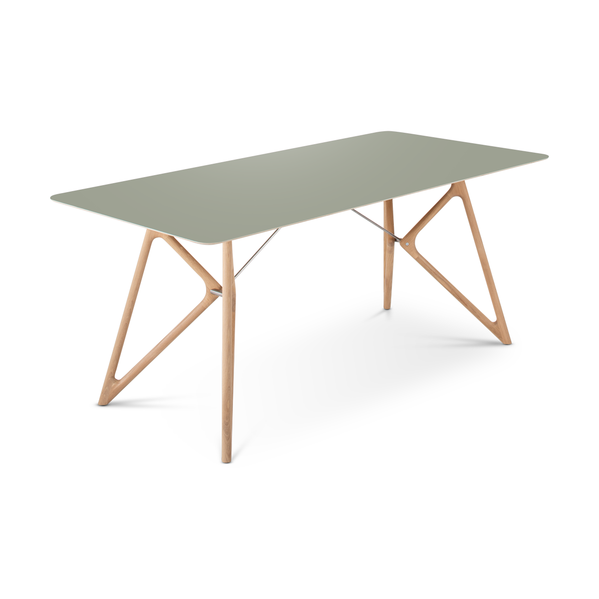 Tink table houten eettafel whitewash - met linoleum tafelblad dark olive - 180 x 90 cm