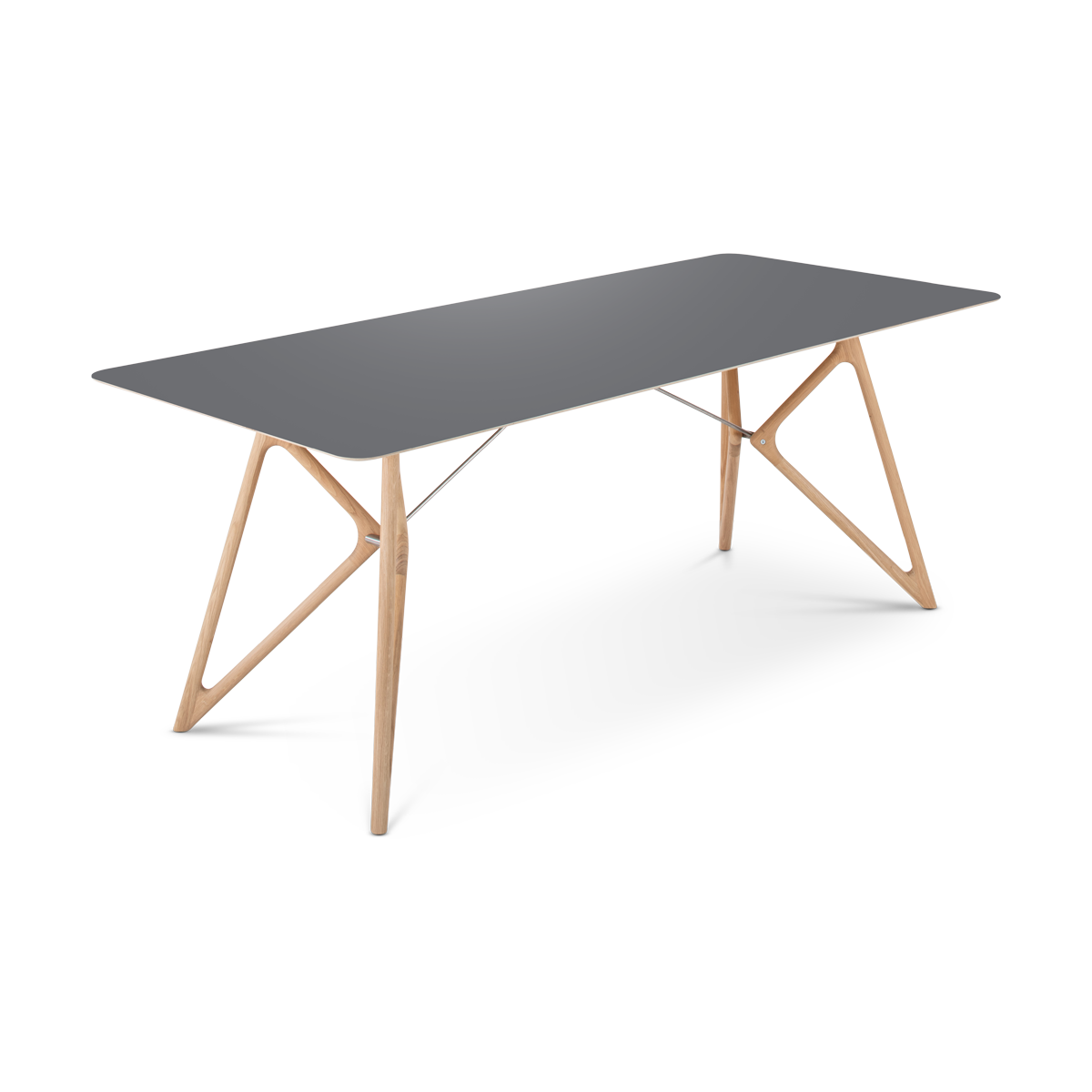 Tink table houten eettafel whitewash - met linoleum tafelblad nero - 200 x 90 cm