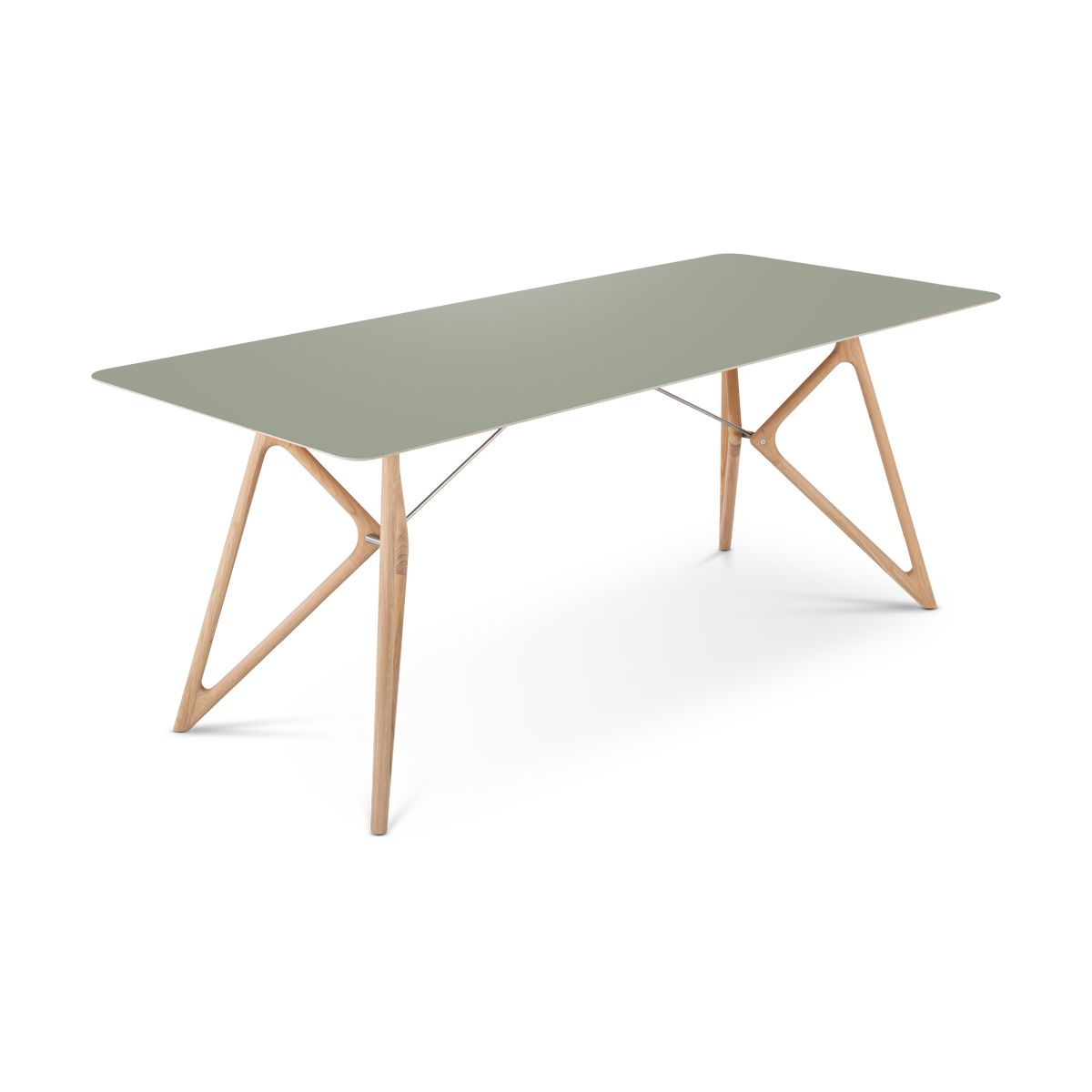 Tink table houten eettafel whitewash - met linoleum tafelblad dark olive - 200 x 90 cm