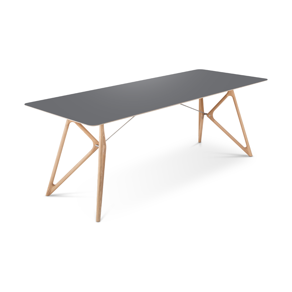 Tink table houten eettafel whitewash - met linoleum tafelblad nero - 220 x 90 cm