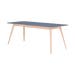 Stafa table houten eettafel whitewash - met linoleum tafelblad smokey blue - 220 x 90 cm