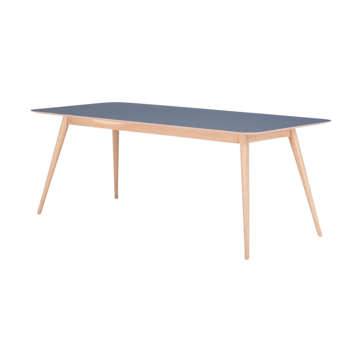 Stafa table houten eettafel whitewash - met linoleum tafelblad smokey blue - 200 x 90 cm