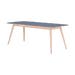 Stafa table houten eettafel whitewash - met linoleum tafelblad smokey blue - 180 x 90 cm
