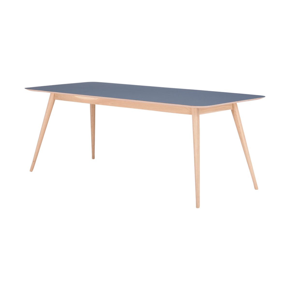 Stafa table houten eettafel whitewash - met linoleum tafelblad smokey blue - 180 x 90 cm