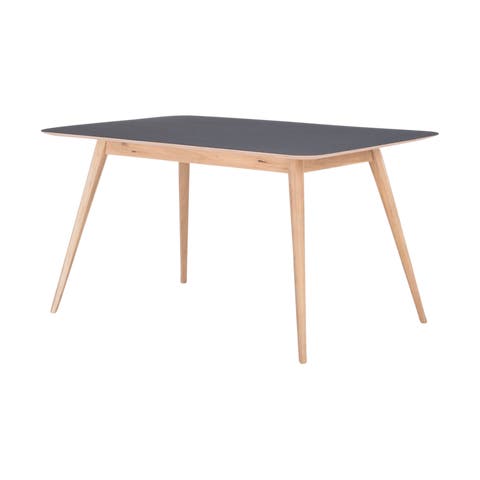 Stafa table houten eettafel whitewash - met linoleum tafelblad nero - 180 x 90 cm