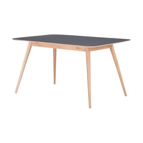 Stafa table houten eettafel whitewash - met linoleum tafelblad nero - 200 x 90 cm