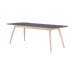 Stafa table houten eettafel whitewash - met linoleum tafelblad nero - 220 x 90 cm