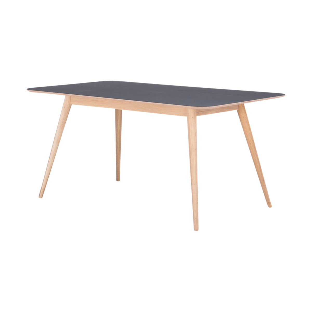 Stafa table houten eettafel whitewash - met linoleum tafelblad nero - 160 x 90 cm