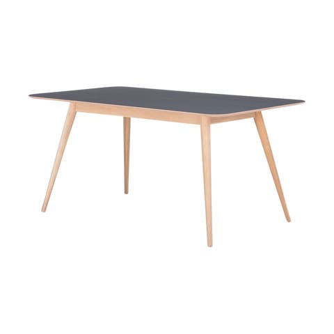 Stafa table houten eettafel whitewash - met linoleum tafelblad nero - 160 x 90 cm