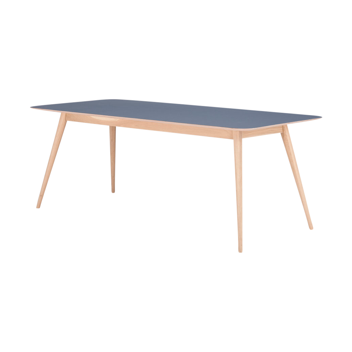 Stafa table houten eettafel whitewash - met linoleum tafelblad smokey blue - 140 x 90 cm