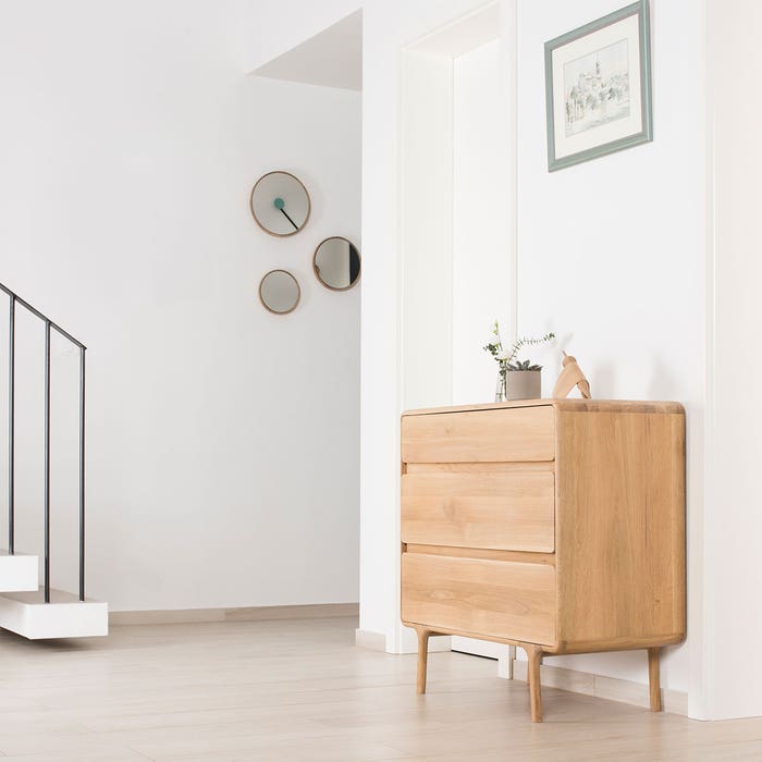 Fawn drawer houten ladekast whitewash - 90 x 90 cm - kledingkast - opbergkast - kast met lades - eikenhout - scandinasch