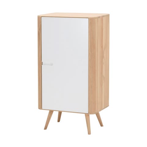 Ena cabinet houten opbergkast whitewash - 60 x 110 cm