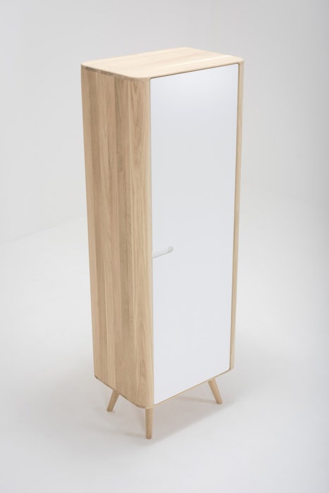 Ena cabinet houten opbergkast whitewash - 60 x 170 cm - hardwax oil white - eiken - loca v