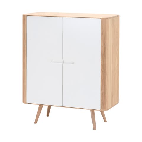 Ena cabinet houten opbergkast whitewash - 90 x 110 cm