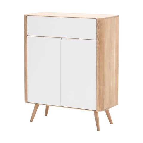 Ena dresser 90 houten ladekast whitewash - 90 x 110 cm