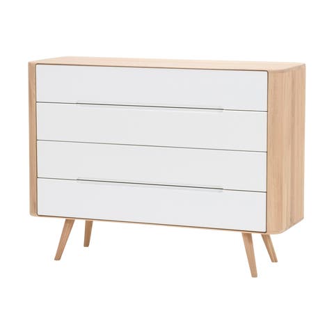 Ena drawer 120 - 4 drawers houten ladekast whitewash - 120 x 90 cm