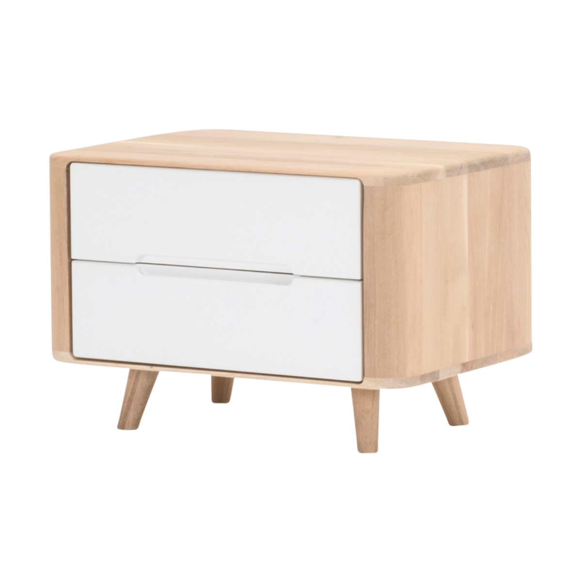 Ena nightstand 60 houten nachtkastje whitewash - 2 lades