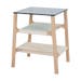 Fawn side table houten bijzettafel whitewash - met glazen tafelblad petrol - 42 x 34 cm